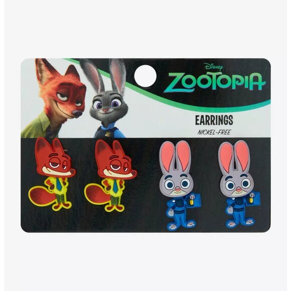 Disney Zootopia Nick & Judy Front/Back Earrings - NWT - Picture 1 of 3